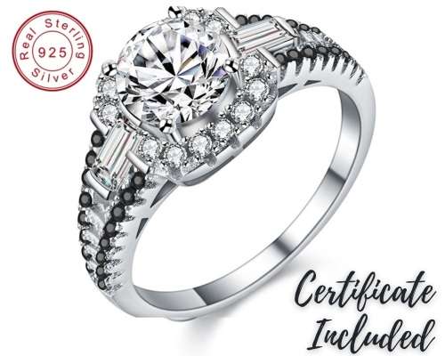 *1.3ct SOLID 925 STERLING SILVER HALO RING*